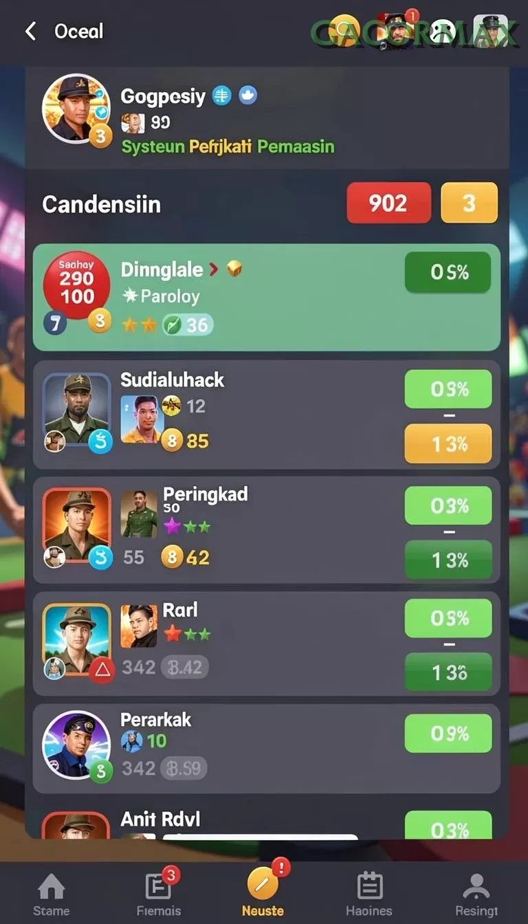Cuplikan layar JAVO88 — menu navigasi